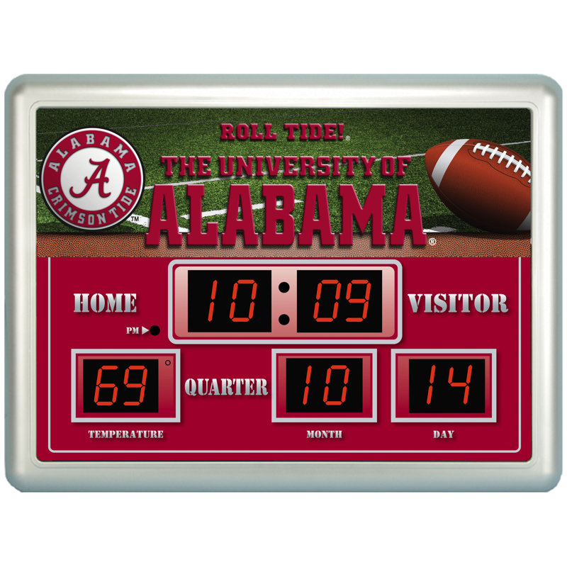 Team Sports America NCAA ScoreBoard Wall Clock with Thermometer Wayfair